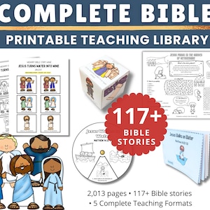 Complete Bible Activities Mega Bundle for Kids, Old & New Testament Curriculum, 120+ Bible Stories, Sunday School Games and Teaching Library