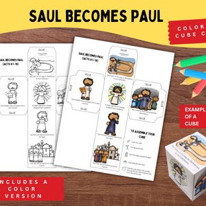 Saul wird Paulus Bibelgeschichtenwürfel | Druckbare Handwerk für Kinder | Straße nach Damaskus | Apostelgeschichte 9 | Sonntagsschulaktivität | Sofort Download