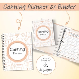 Inblikken planner, 81 afdrukbare pagina's, planner voor thuisconserven, conservenblikken bevroren inventaris, conservenjournaal, conservenbindmiddel, conservenrecepten