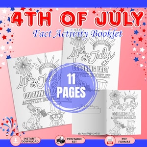 4th of July Coloring Activity Booklet for Kids | Fun Independence Day Facts, Games, Worksheets & Patriotic Printables | PDF Download