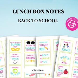 24 Notas de lancheira de volta às aulas para crianças | Cartões de incentivo para impressão | Download instantâneo, notas de lancheira | Notas de lancheira para crianças