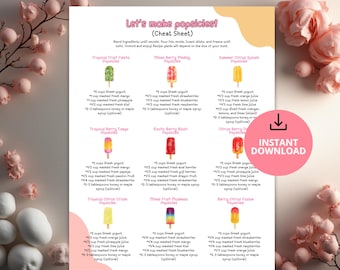 Receptkort med sommarglass för barn och familjer | Idéer för hälsosam yoghurtglass för hemlagade snacks | Roligt pysselblad med frysta godsaker