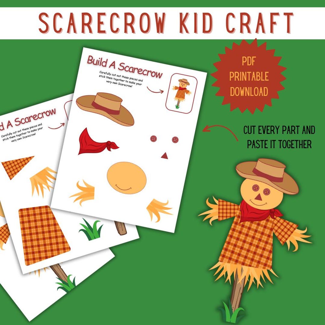 Build-a-scarecrow Fall Craft for Kids, Fun Autumn Cut and Paste ...