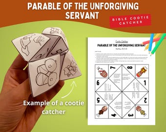 Parable of the Unforgiving Servant Cootie Catcher, Matthew 18:21–35, Color & B/W Versions for Kids, Sunday School Craft,Christian Homeschool