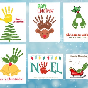Christmas Handprint and Footprint art Bundle , Christmas Preschool Activity, Craft for Toddlers, Handprint Kids Christmas Craft