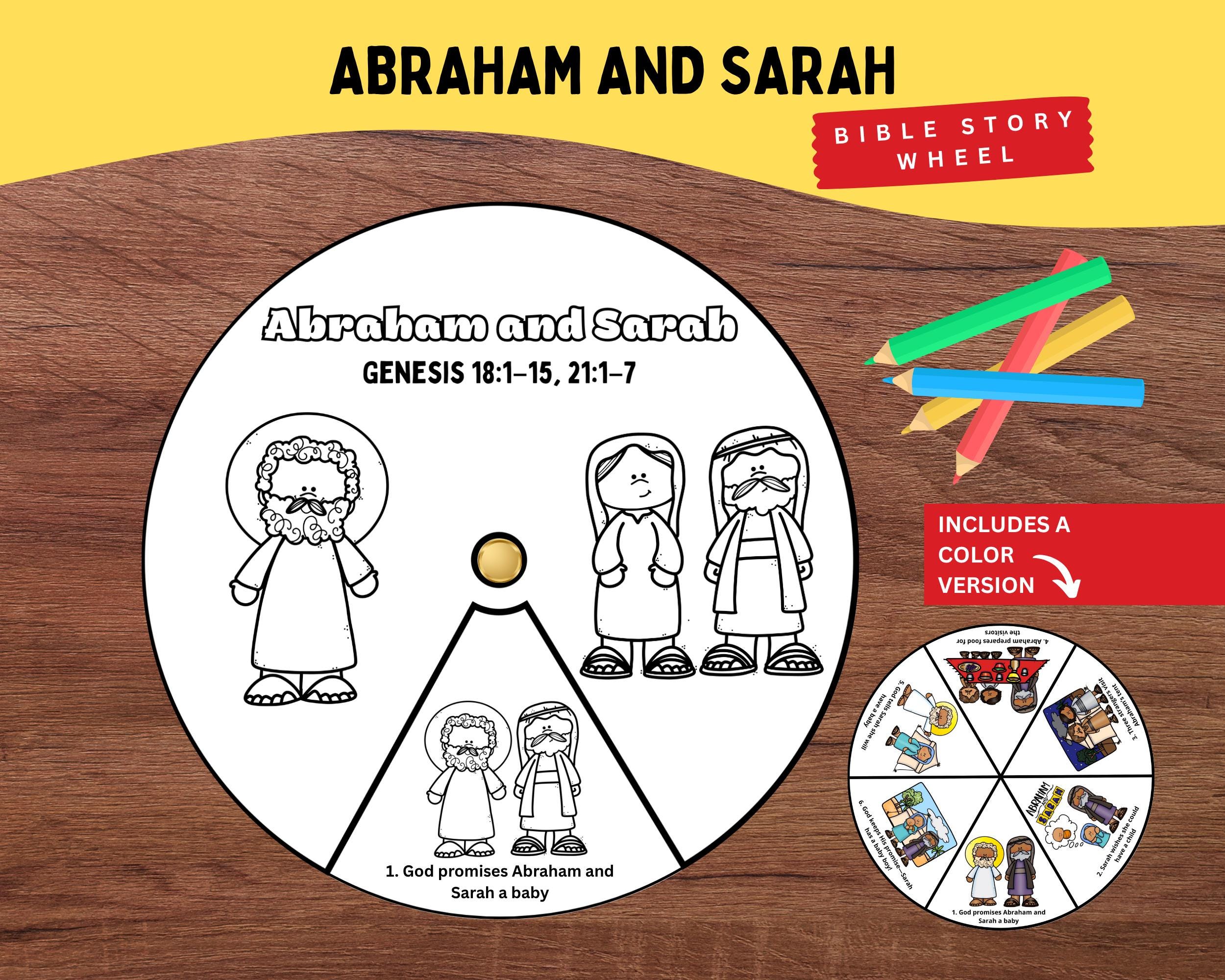 Abraham and Sarah Bible Story Wheel | Genesis 18 & 21 Printable for ...