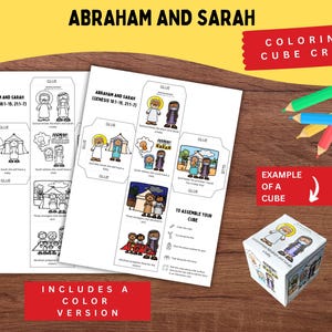 Abraham and Sarah Coloring Cube | God’s Promise to Abraham | Genesis 18 & 21 Bible Craft for Kids | Printable Sunday School Activity