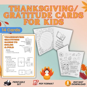 Thanksgiving Gratitude Cards for Kids to Color and Fold – Fun Thank You Writing Activity for Fall, Homeschool, Classrooms, and Family Use
