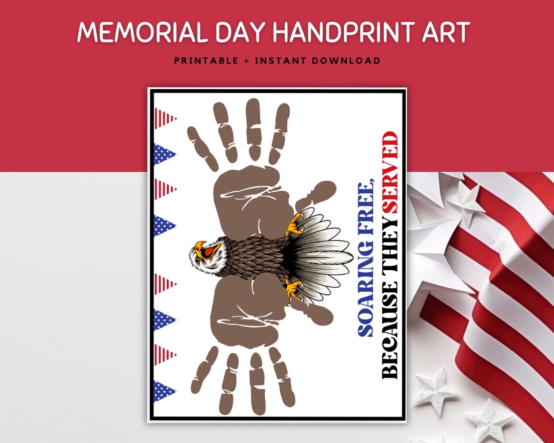 Memorial Day Handprint Art Printable | Patriotic Kids Craft PDF ...