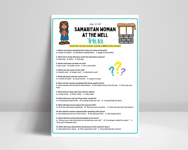 Woman at the Well Bible Trivia Game | Jesus and the Samaritan Woman ...