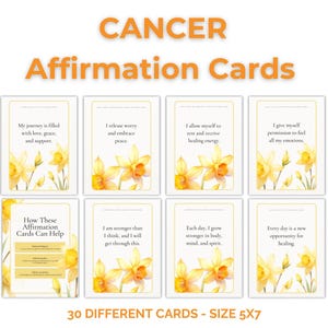 30 carte di affermazione sul cancro, forza e speranza, PDF stampabile 5x7", regalo per pazienti oncologici, affermazioni positive per pazienti oncologici