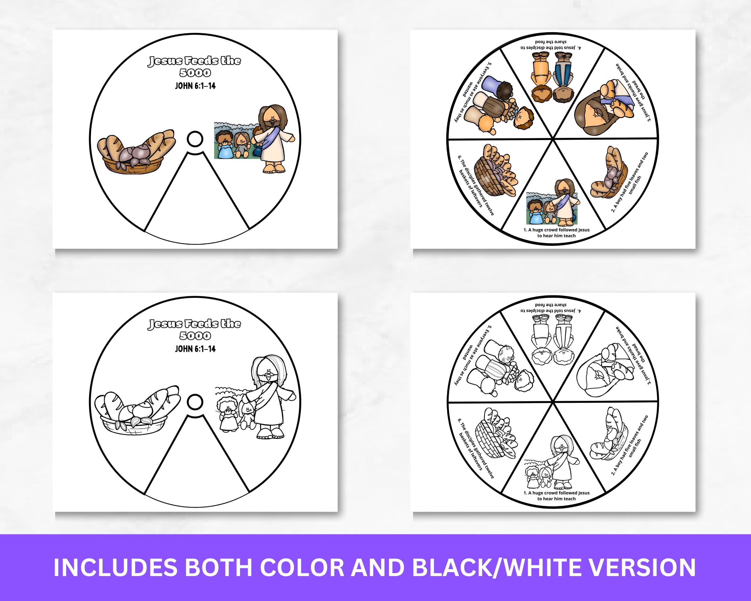Jesus Feeds the 5000 Bible Story Wheel | John 6 Printable Craft for ...