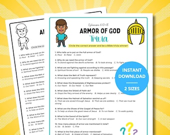 Armor of God Bible Trivia Game | Full Armor of God Kids Activity | Ephesians 6:10–18 Sunday School Printable Christian Lesson