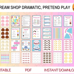 Ice Cream Shop Pretend Play Kit, Printable Dramatic Play Set, Preschool, Educational Resources, Kids Dramatic Play Set, Role Play Digital