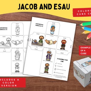 Jacob and Esau Printable Cube Craft, Fun Bible Activity for Kids, Bible story Activity, Kids Bible Lesson, Sunday School Craft, Bible Game