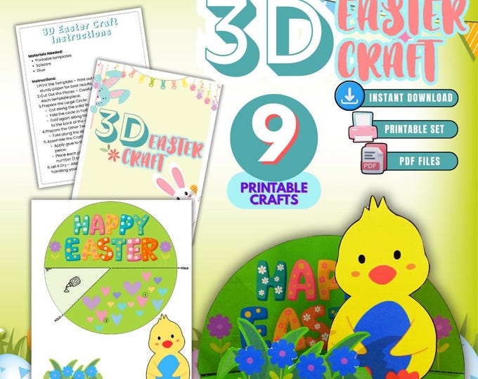 Printable Easter Craft Kit for Kids, DIY Homeschool Coloring Activity ...