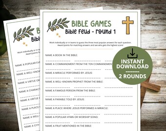 Bible Feud Game Printable, Christian Party Game, Bible Trivia for Adults, Church Group Activity, Sunday School Game, Faith Gathering