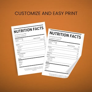 Editable Nutrition Facts Label Template | Canva | 2 Sizes | Digital Download | Food Labels | Gag Gift