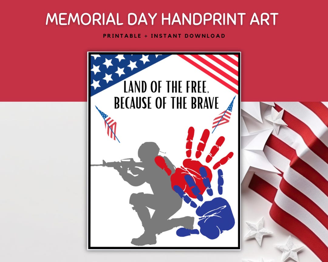 Buy Memorial Day Handprint Art Printable | Patriotic Kids Craft PDF ...