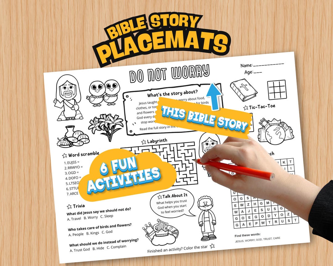 Do Not Worry Bible Placemat | Matthew 6:25–34 Bible Verse | Do Not ...