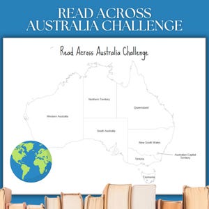 Défi Lire à travers l'Australie | Carte de lecture imprimable | Activité scolaire à la maison | Book Tracker, lisez un livre de chaque pays d'Australie