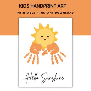 Summer Handprint art, Summer Preschool Activity, Craft for Toddlers, Handprint Kids Summer Craft, Summer Handprint art, Sunshine Craft