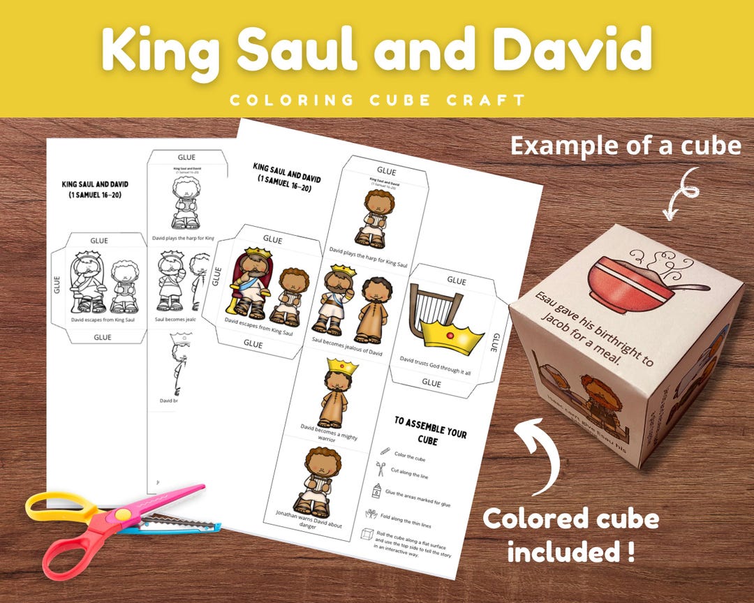 Buy David and Saul Bible Story Cube | Printable Craft for Kids | 1 ...