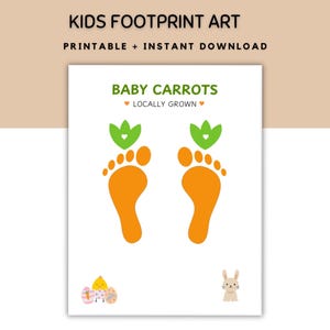 Baby Carrot Footprint Craft, Keepsake, Foot Print Art for Kids, Gift Idea, Daycare Toddlers, DIY Kids Craft Activity, Handprint Baby Art