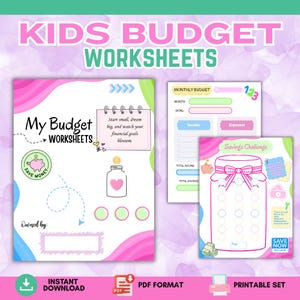 Kids Budget Printable Worksheets for Saving, Spending & Sharing | Financial Literacy Activities for Kids | PDF Instant Download