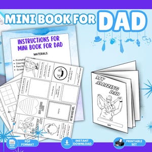 Miniboek voor vaderdag voor kinderen – afdrukbaar doe-het-zelfboekje voor papa, leuke vaderdagactiviteit pdf-cadeau, aandenken