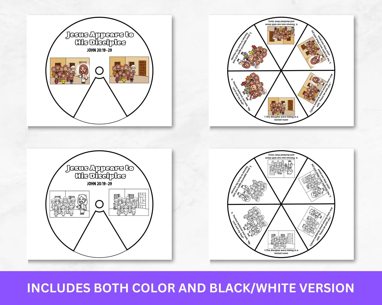 Jesus Appears to His Disciples Coloring Wheel | Doubting Thomas ...