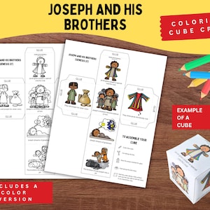 Joseph und seine Brüder Bibelgeschichtenwürfel | Druckbare Handwerk für Kinder | Sonntagsschulaktivität | Josephs Mantel mit vielen Farben | Genesis 37