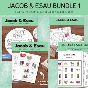 Jacob and Esau Printable Bundle, Fun Bible Activity for Kids, Bible story Activity, Kids Bible Lesson, Sunday School Craft, Bible Bingo Game