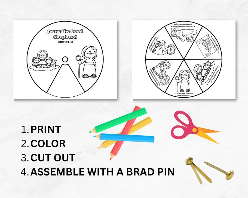 Jesus the Good Shepherd Bible Story Wheel | John 10 Printable Craft for ...