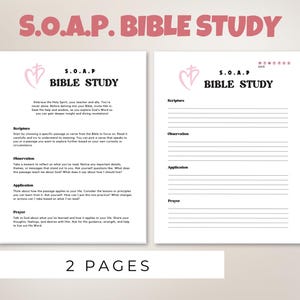 S.O.A.P. Bible Study Worksheet Template | Scripture Observation Application Prayer | Christian Devotional Journal for Women & Teens