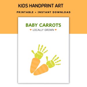 Baby Carrot Handprint Craft, Keepsake, Hand Print Art for Kids, Gift Idea, Daycare Toddlers, DIY Kids Craft Activity, Handprint Baby Art