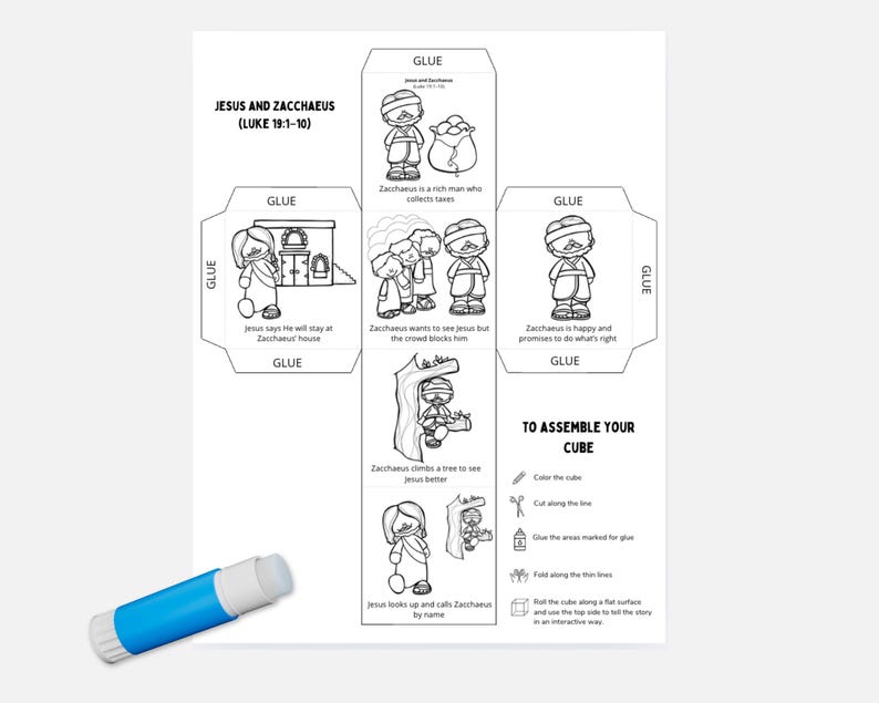 Jesus and Zacchaeus Bible Story Cube | Printable Craft for Kids | Luke ...