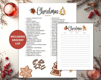 Christmas Cookies List and Grocery Planner | Holiday Baking Organizer with Shopping List | Cookie Recipe Tracker and Christmas Planner