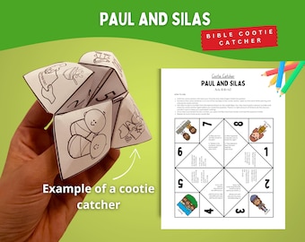 Paul and Silas Cootie Catcher – Paul and Silas in Prison – Acts 16:16–40 in Color & B/W Versions for Kids Bible Lessons and Homeschool
