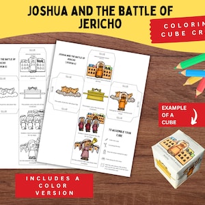 Joshua and the Battle of Jericho Bible Story Cube | Printable Craft for Kids | Joshua 6 | Sunday School Activity | Jericho Coloring Page