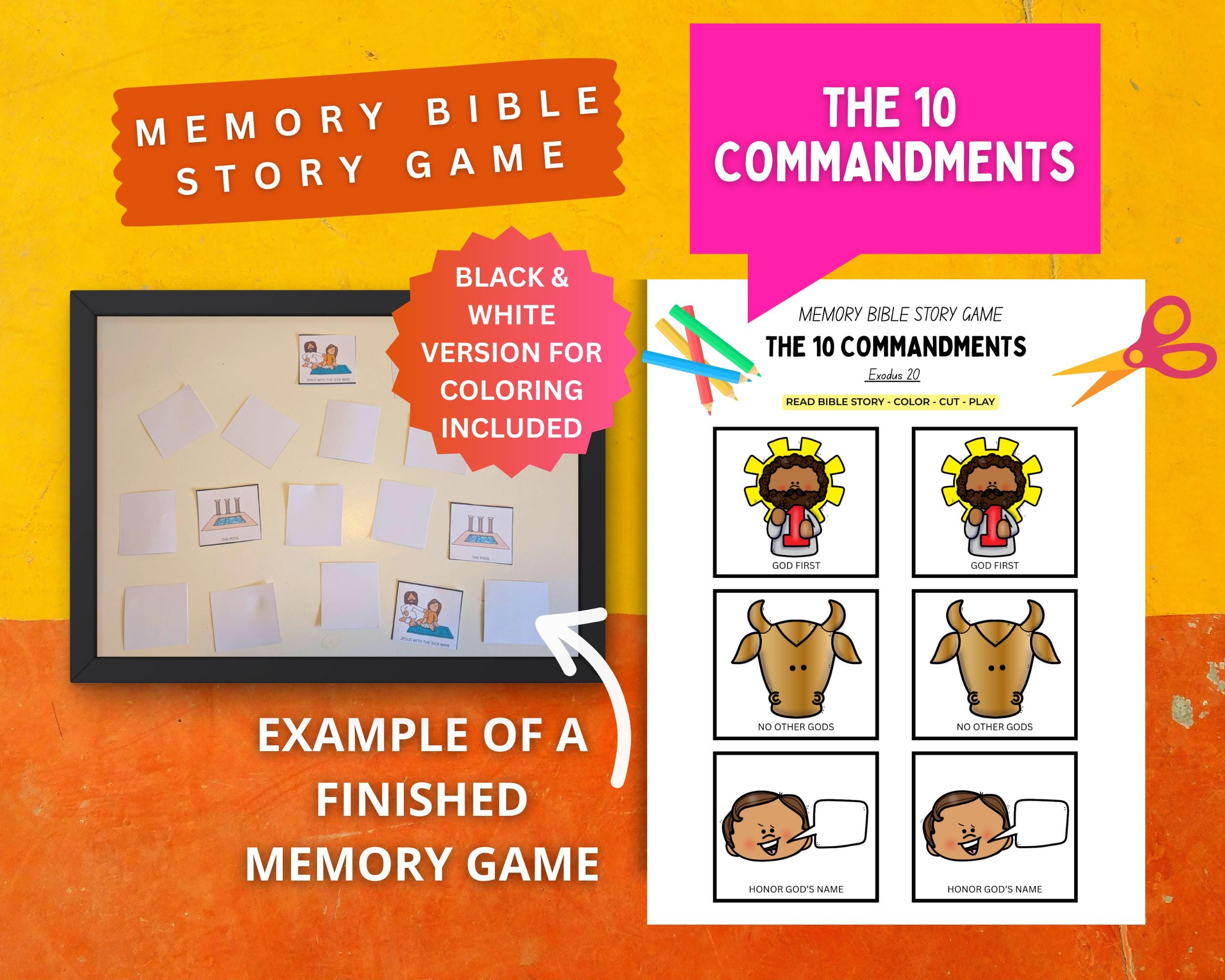 The Ten Commandments Memory Game | Exodus 20 Bible Story | Moses and ...