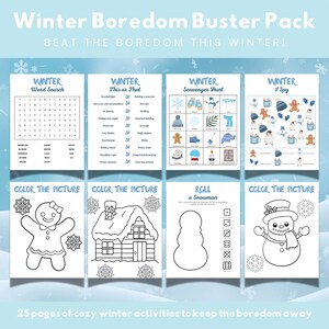 Winter Game 25 pages, Winter Beat the boredom, Winter Classroom Party Game, Printable Party Game, Family Game Night, Kids Winter Activities