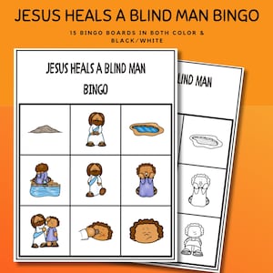 Jesus heilt einen Blinden Bingo-Set für Kinder, Jesus heilt einen Blinden Bibel Bingo l Neues Testament Bibelgeschichte l Sonntagsschulbibelspiel