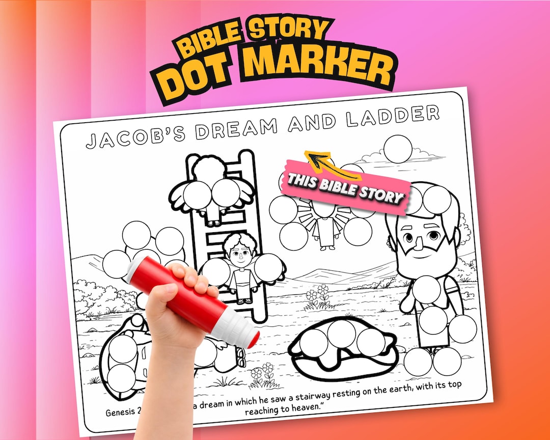 Jacob’s Dream Ladder Bible Dot Marker Activity | Genesis 28:12 Stairway ...