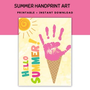 Summer Handprint art, Summer Preschool Activity, Craft for Toddlers, Handprint Kids Summer Craft, Summer Handprint art, Kids Craft