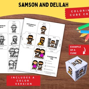Samson and Delilah Bible Story Cube | Printable Craft for Kids | Samson Bible Story | Judges 16 | Sunday School Activity | Instant Download