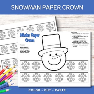 Snowman Paper Crown Craft for Kids – Winter Headband Cut and Color Activity Perfect for Preschool, Homeschool & Classroom Fun
