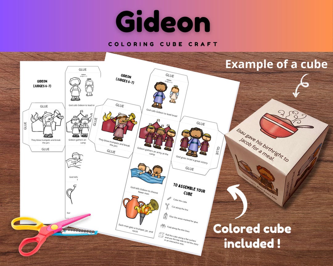 Gideon Bible Story Cube | Judges 6–7 | Printable Kids Craft | Sunday ...