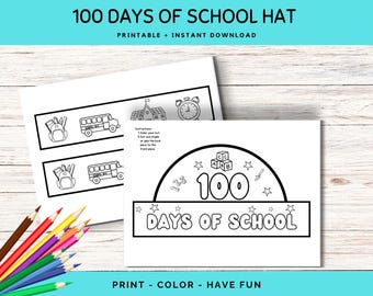 100 Days Of School Paper Crown, Printable Paper Crown 100 Days of School, Paper Crown Template, 100 Days Of School Headband, 100 Days Craft