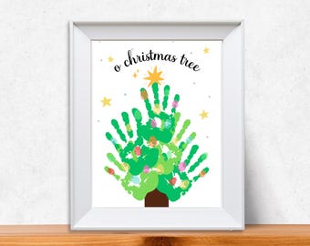 O Christmas Tree Handprint Craft | Christmas Keepsake Printable for Kids | Holiday Art Project | Preschool Christmas Activity PDF